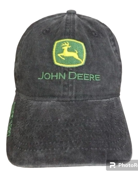 John Deere Black Cap with Green and Yellow Emblem